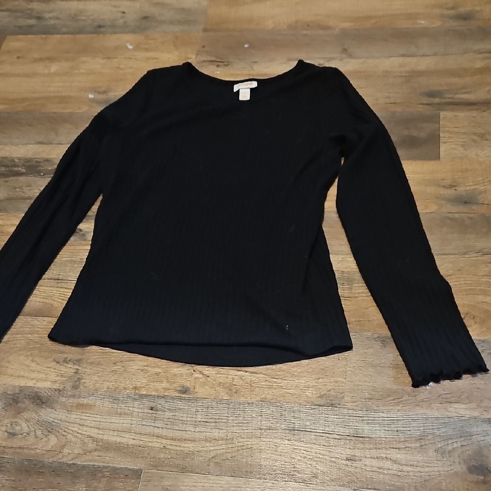 Black Fitted Long Sleeve Blouse Kids